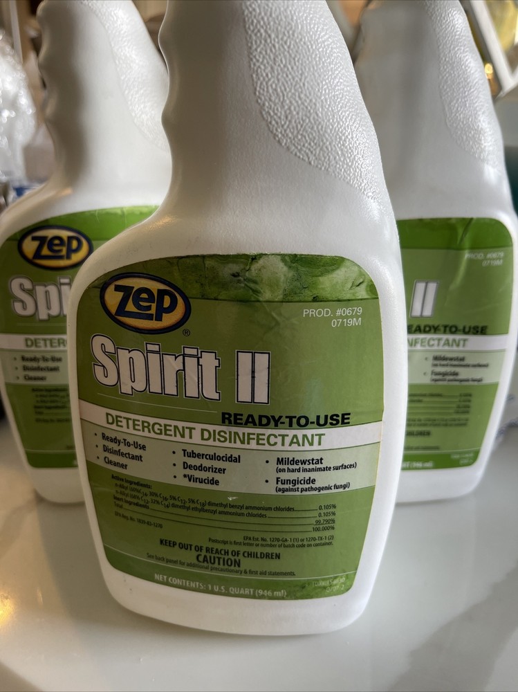 Zep Spirit II Non-Phenolic Detergent Disinfectant 1 qt (946 ml) – Lot of 3