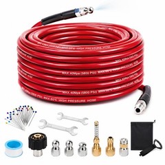 Sewer Jetter Kit for Pressure Washer, 100FT 5800 PSI 100FT, Red – Hose Only