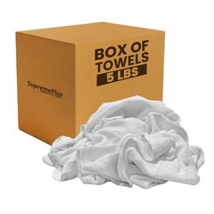 White Terry Towels for Cleaning – 5 LB Box Cotton Rags for Multipurpose