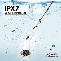 TUYU Electric Spin Scrubber IPX7 Cordless Power LCD Display Extendable Handle Ba