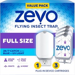 Zevo Flying Insect Trap w 3 Refills Indoor Fly Gnat Catcher