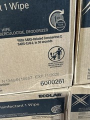 NOB Case of 12 ECOLAB Disinfectant Wipes 220ct Per Container