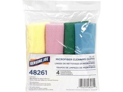 4 Pack Genuine Joe Microfiber Cloths Assorted Colors for Cleaning