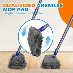 Masthome Dual Sided Flip Mop, Wet Dry Microfiber 16.8 x 5.2 inches, Blue