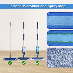 8 Pack Microfiber Cleaning Pad for Bona, 4+2+2blue&grey