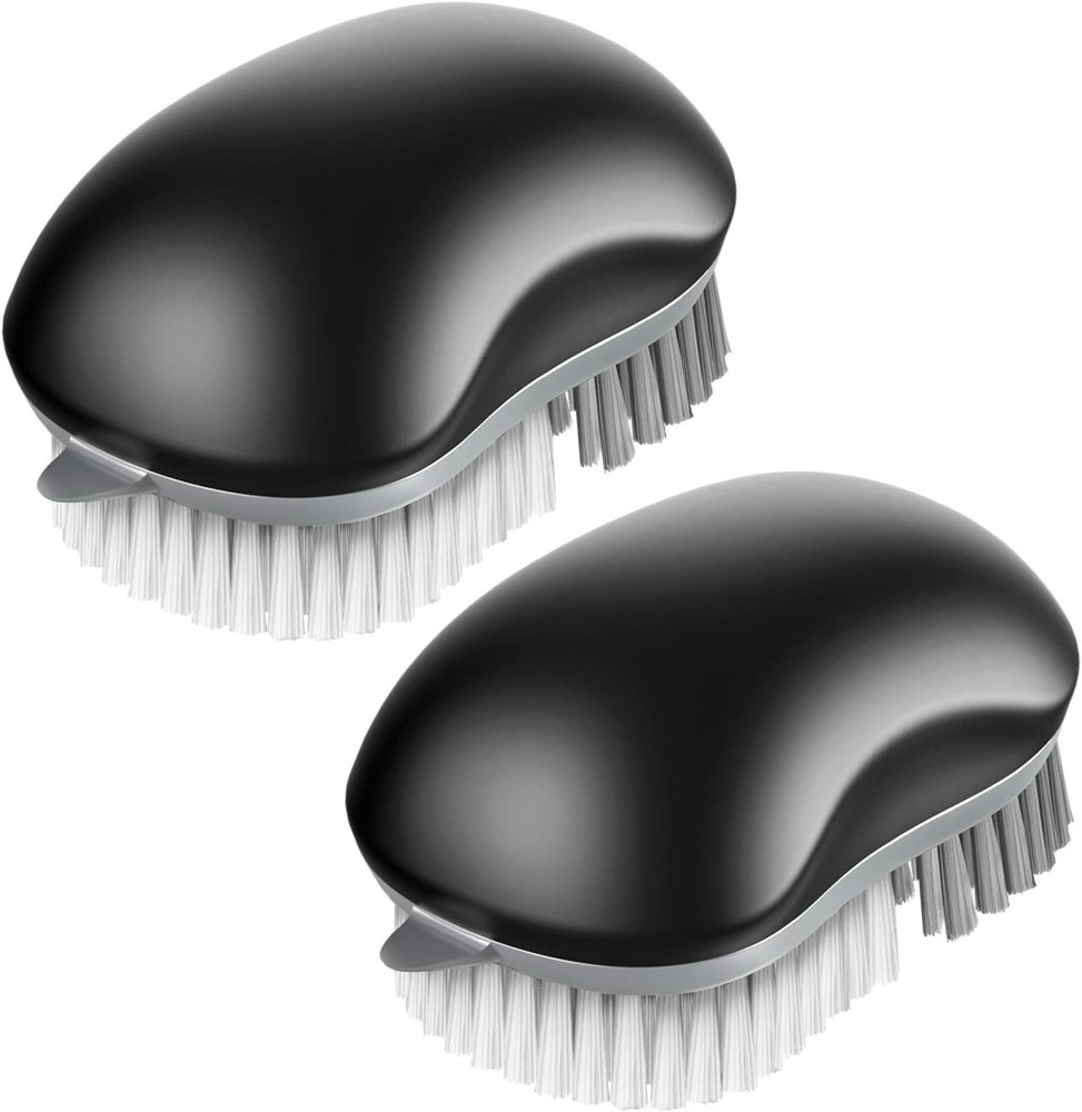 MR.SIGA 2 Pack Black Veggie and Fruit Scrubber Brush with Non Slip Comfort Grip