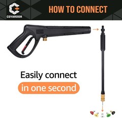 coyardor Pressure Washer Gun with Extension Wand & 5 Standard Nozzle, Black