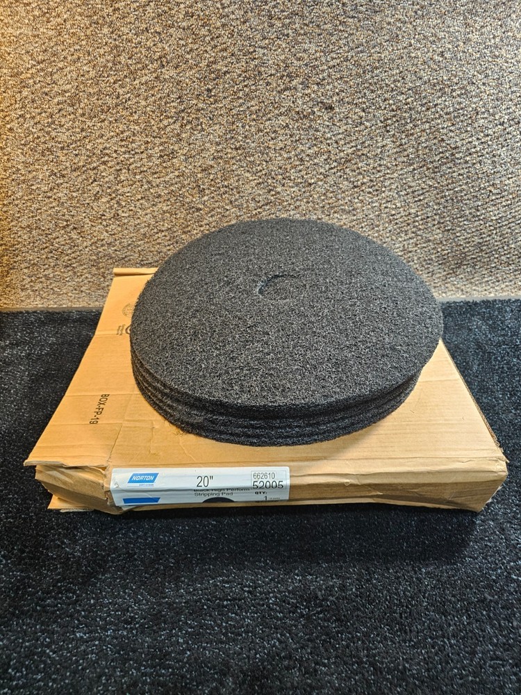 (QTY 5) Norton 66261052005 20 In. 3-1/4 In. Fine Grit Black High Stripping Pad
