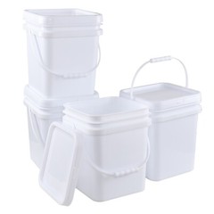 Cand 5 Gal Heavy Duty Plastic Bucket Containers W/ Sealed Lid Food Grade 4-Packs