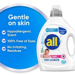 all Baby,Gentle for Baby,Liquid Laundry 75 Fl Oz (Pack of 2), Clear