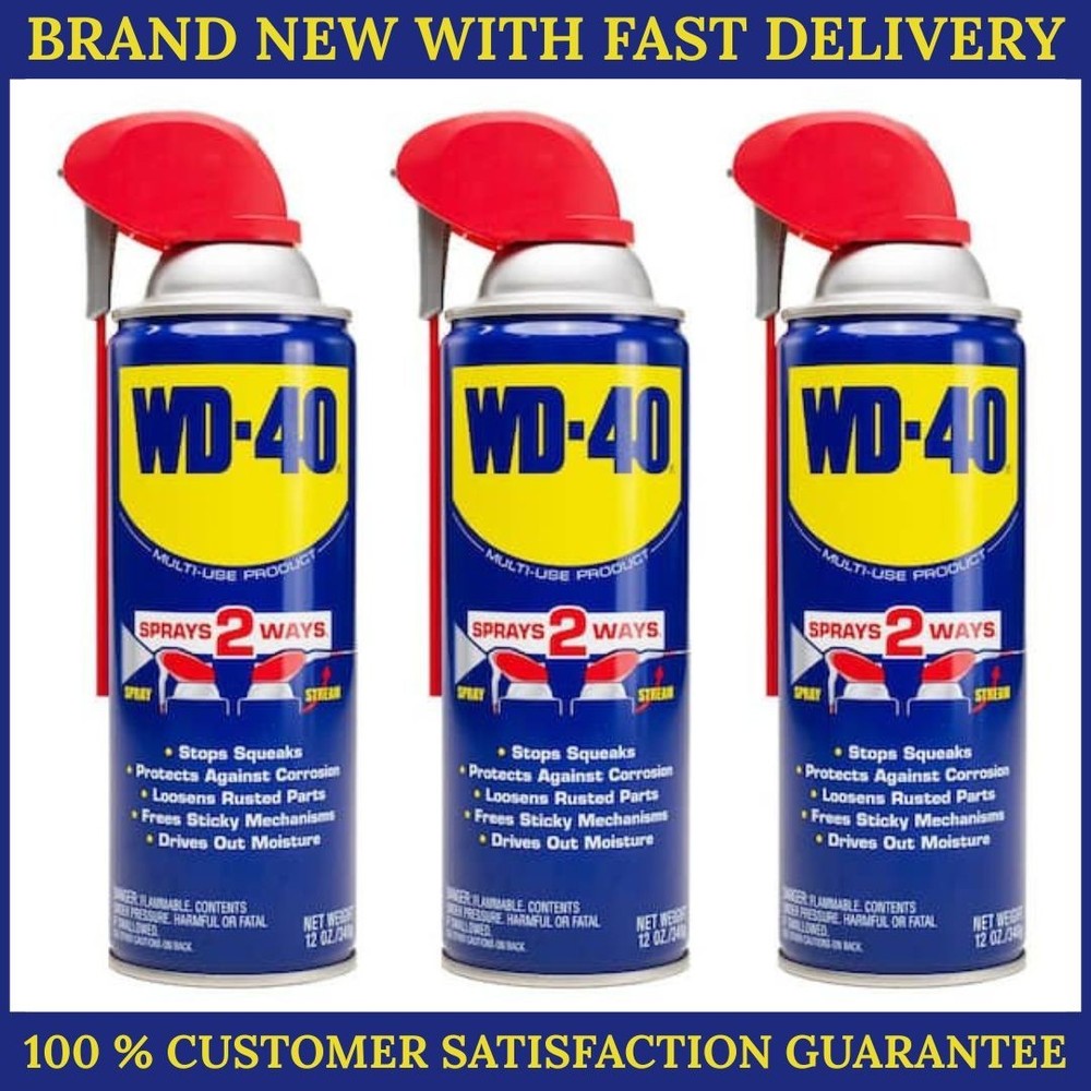 New Multi Purpose Original WD-40 Formula Lubricant Spray 3-PACK w/. Smart Straw