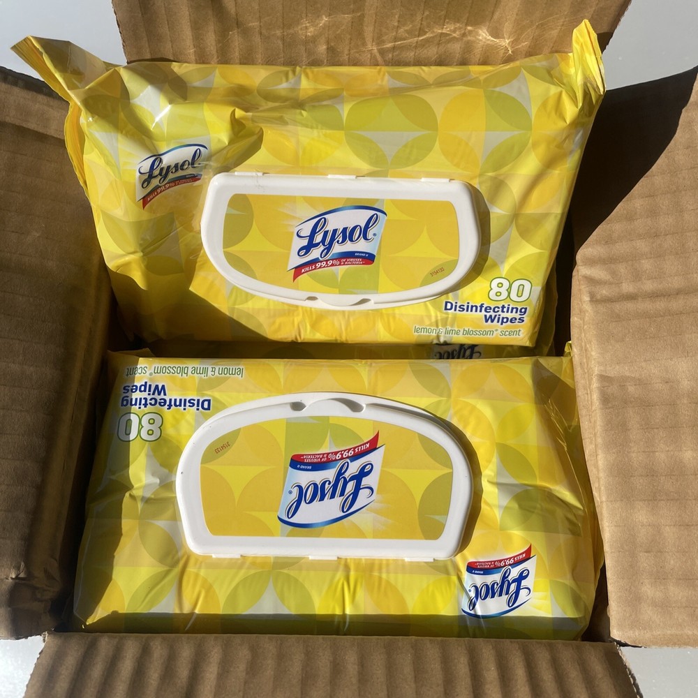 6 Packs LYSOL Disinfecting Wipes Lemon & Lime 80 Each