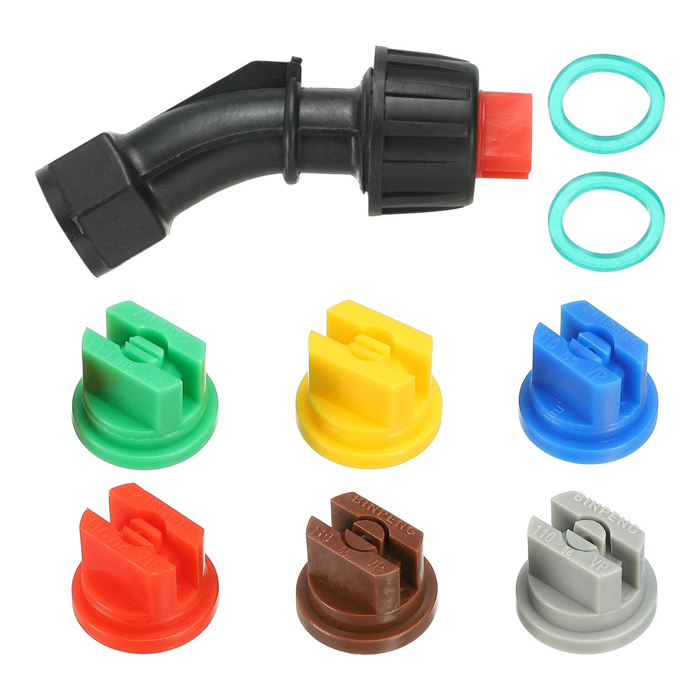 Spray Nozzle 1 Set – 110°Flat Fan Shaped Nozzle with 6pcs 0.15-0.6mm Tips