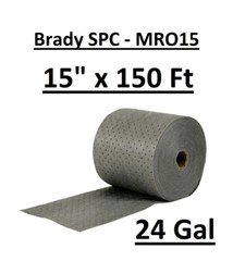 NEW Brady SPC Sorbents MRO15 Absorbent Roll 24 Gal. Universal 15″ x 150′ Gray HR