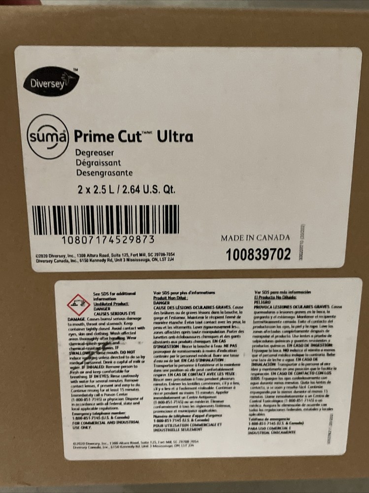 2x Diversey 100839702 Degreaser Suma Prime Cut Ultra, D2.1, 2.5 L Each