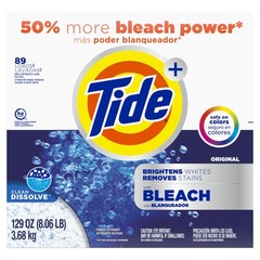 Tide Powder Laundry Detergent with Bleach, 129 Ounce (Pack of 1), white