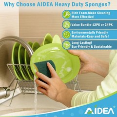Aidea Sponges Kitchen 24 Pack Heavy Duty Dish Sponge Cleaning Dish Scrubber