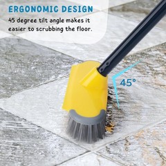 Deck Brush with Long Handle, Floor Scrub Broom for Shower, 50” 50in, Yellow