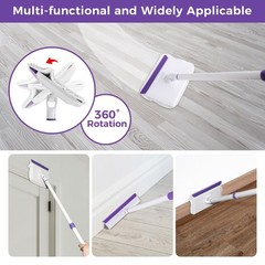 wlich Baseboard Cleaner Tool with Handle 2.0, Cleaner, White-purple