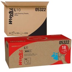 18 Pack WypAll 5322 L10 White Wipers: 125 Wipes per Pop-Up Pack, 12″ x 10″ Wipes