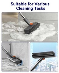 HelpX Small Floor Scrub Brush with Length Adjustable Long 1 Pack, Gray