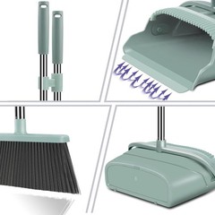 Upgrade Long Handle Broom Dustpan Set Upright Home Cleaning Kit