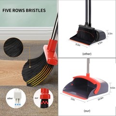 Broom with Dustpan Combo Set and 2 Piece Set, Purple&red