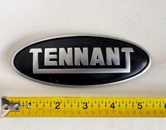 TENNANT LOGO FRONT EMBLEM, TENNANT B5 ELECTRIC FLOOR BUFFER, USED