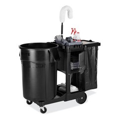 RCP 1861430 Plastic Executive Janitorial Cleaning Cart – Black New