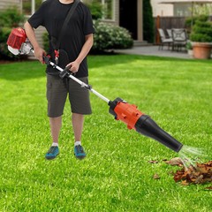 52cc Gas Power Handheld Sweeper Broom W/ Blower Driveway Turf Grass Snow Clean