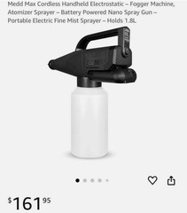 NIB Fogger Machine Portable Electric Fine Mist Sprayer, Battery Powered Gun 1.8L