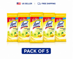 Lysol Disinfecting Wipes To Go Lemon & Lime Blossom Travel Size 15ct Pack of 5