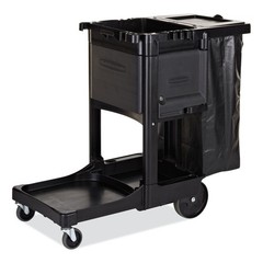 RCP 1861430 Plastic Executive Janitorial Cleaning Cart – Black New