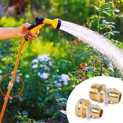 LIULO TOOL Garden Hose Repair Connector with Clamps, Fit for 3/4″ 2 Set, Gold
