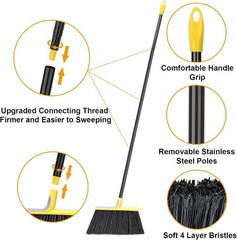 4 Packs Heavy-Duty Outdoor Brooms, Equipped with 58 Inch Long Handle