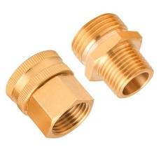 M MINGLE Garden Hose Adapter, 3/4 Inch GHT to 1/2 3/4″ 1/2″ NPT, Gold