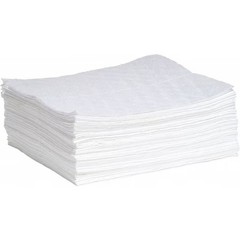 Spilltech Wpd50h Sorbent Pad, 10 Gal, 15 In X 19 In, Oil, White, Polypropylene