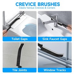 14Pcs Crevice Cleaning Brush Set, V Shape Grout Cleaner for Deep Black