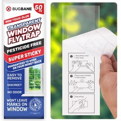 50 Window Fly Traps Sticky Non-Toxic Clear Paper Indoor for Transparent