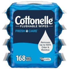 Cottonelle Fresh Care Flushable Wet Wipes Wipes 4 Flip-Top Packs 168 Total