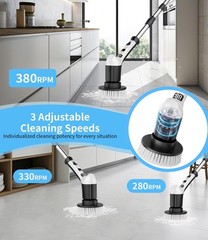 Black Electric Spin Scrubber 3 Speed Adjustable Extension Handle