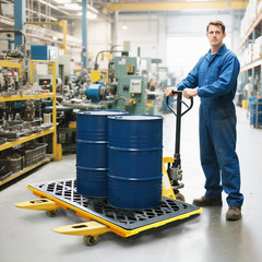 Heavy-Duty 2 Drum Spill Pallet, 2000 Lbs Capacity, Forkliftable Containment Tray