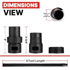 Shop-Vac 9050333 Vacuum Hose for Standard or 8-foot by 2-1/2-Inch, Black