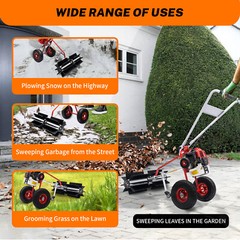 43cc 2-stroke Petrol-powered Sweeper Broom Lawn Gravel Turf Walk Behind Sweeper