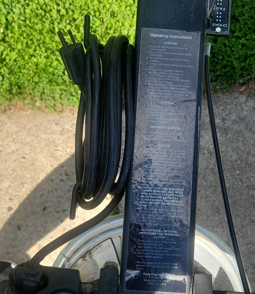 Eagle Elite 125 Walk-Behind Propane Buffer Burnisher Adjustable Handle