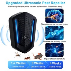 2026 Upgraded Ultrasonic Pest Repeller, Mouse Traps Indoor for 6 Pack, Black