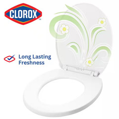 Round Stay Fresh Scented Plastic Toilet Seat in White with Easy-Off Hinges