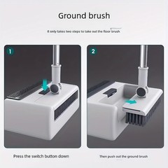 3in1 Broom and Dustpan Combo with Cleaning Teeth, Adjustable Long Handle, 180° R