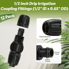 FoxRose 12 Pack 1/2 Inch Drip Irrigation 1/2″ Nut Coupling-12P, Black