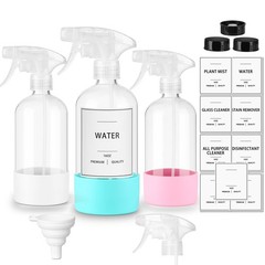 YULING-X 3Pcs empty glass spray bottle with Silicone Sleeve White&Blue&Pink
